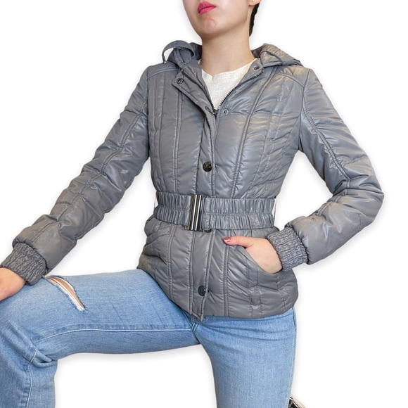 Guess Jackets \u0026 Coats | Guess Gray Hooded Cinched Waist Puffer Jacket Size Xs | Color: Gray | Size: Xs | Joejia1229's Closet
